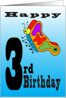 3rd Birthday Cartoon Butterfly for Your Bug Loving Child card