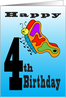 4th Birthday Cartoon Butterfly for Your Bug Loving Child card