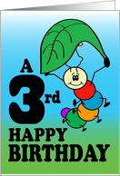 3rd Birthday Cartoon Bug Caterpillar Parachutes card