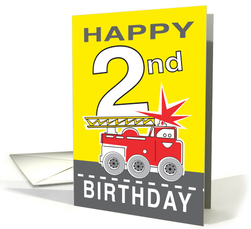 Birthday for Two Year Old Cartoon Smiling Fire Truck... (1779564)
