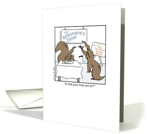 Humor food and wine Anteater Diner restaurant card (473250)