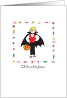 KID+trick or Treat+Halloween+dracula+bite+cartoon+candy+jack o lantern card