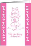 Lil wedding Flower Girl pink card