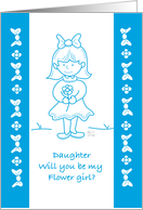 Lil Wedding Flower Girl Blue Daughter card