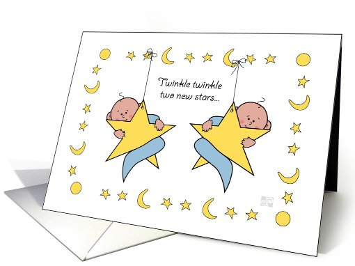 New Baby Twin Boys on Stars card (822330)