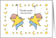 New Baby Twin Boys on Stars card