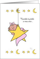 New Baby Girl on Twinkle Star card
