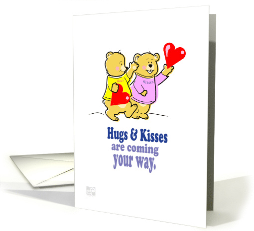 Get Well+Feel better+Hugs & Kisses+Kid+Teddy bears+hearts+child card