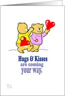 Get Well+Feel better+Hugs & Kisses+Kid+Teddy bears+hearts+child card