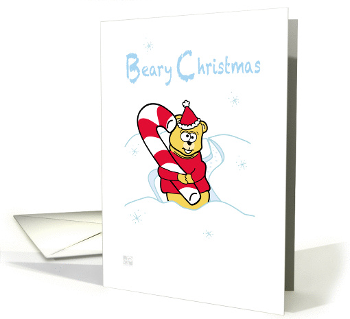 Merry Christmas - Teddy Bear & Candy Cane card (841888)