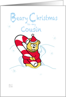 Merry Christmas - cousin teddy Bear & Candy Cane card