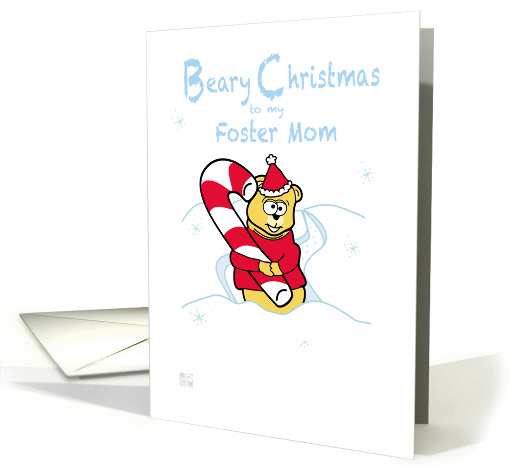 Merry Christmas - foster mom teddy Bear & Candy Cane card (845925)