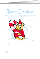 Merry Christmas - granddaughter & Partner teddy Bear & Candy Cane card