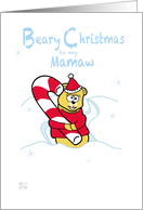 Merry Christmas mamaw teddy Bear Candy Cane card