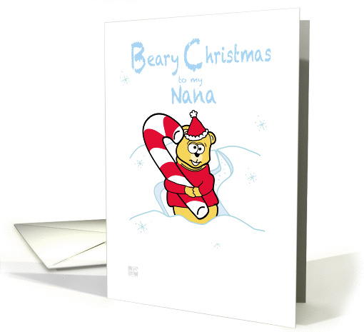 Merry Christmas Nana teddy Bear Candy Cane card (851224)