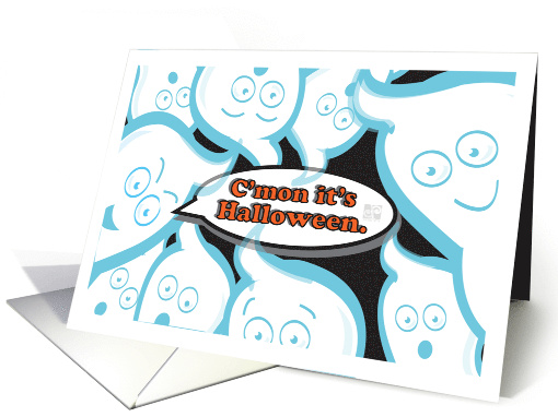 Halloween+ghost+get your sheet together+cartoon+white card (866592)