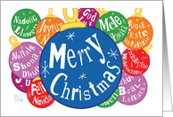 Merry Christmas English & Many languages Ornaments card