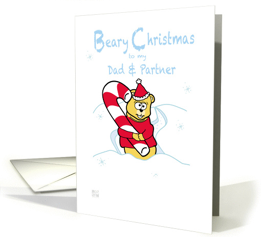 Merry Christmas Dad & Partner teddy Bear Candy Cane card (885193)