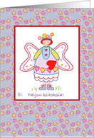 Paljon kiitoksia, Finnish Thank You, Cute Illustrated Angel card