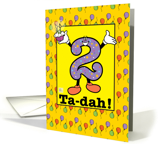 2nd Birthday with balloons and cupcake and candles card (937034)