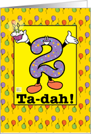 2nd/Dos Birthday with balloons and cupcake and candles - Spanish card