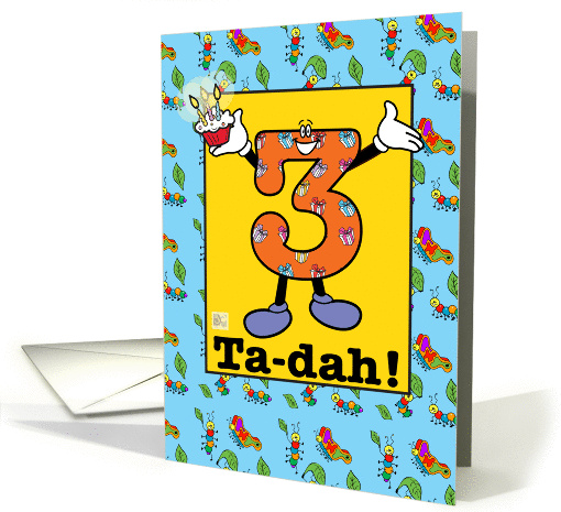 Happy 3rd Birthday with cupcake, presents and bugs card (937280)