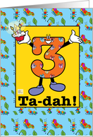 Happy 3rd Birthday with cupcake, presents and bugs card