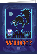 Halloween - Secret Pal Who!? - black cat and owl card