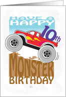 Happy 10th Birthday - MONSTER TRUCK card