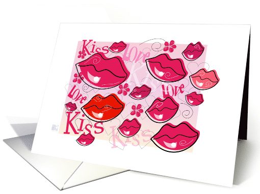 Valentine's Day Pink Lips, Love, Kiss graphic Retro card (978245)