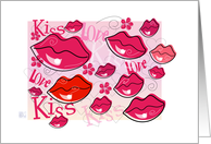 Valentine’s Day Pink Lips, Love, Kiss graphic Retro card