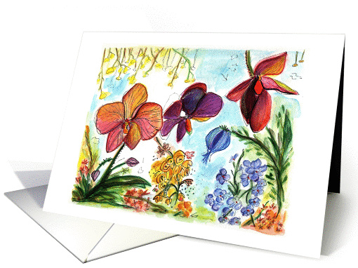 Happy Birthday with Orchids card (167107)
