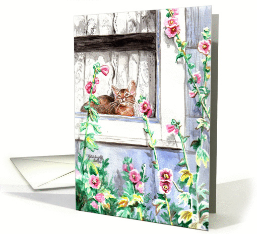 Hollyhocks card (155638)
