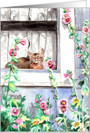 Hollyhocks card