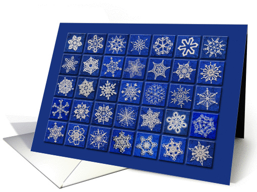 White on Blue Snowflakes Birthday card (1207846)