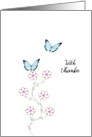 flowers with butterfly with thanks card