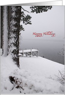 Merry Christmas snowy lake scene card