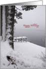 Merry Christmas snowy lake scene card