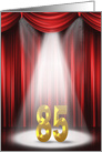 85th Birthday party invitation with spotlight and red curtains card