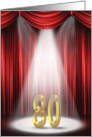 80th Birthday with spotlight and red curtains card