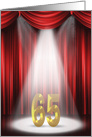 65th Birthday with spotlight and red curtains card