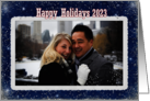 Happy Holidays 2023 Photo Card for Parents with Silver Snowflakes card