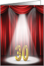 30th wedding anniversary in the spotlight with red curtains card