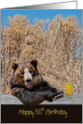 50th Birthday bear with beer in mug card