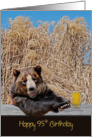 95th Birthday bear with beer in mug card