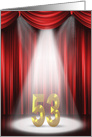 53rd Anniversary in the spotlight with red curtains card