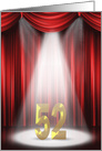 52nd Anniversary in the spotlight with red curtains card