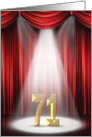 71st Anniversary in the spotlight and red curtains card