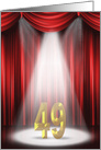 49th Anniversary in the spotlight and red curtains card