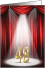 48th Anniversary in the spotlight and red curtains card